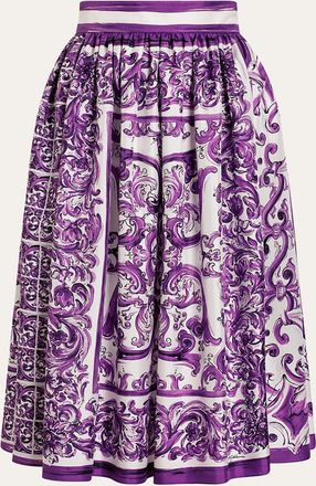 Dolce & Gabbana Majolica Silk Twill Skirt