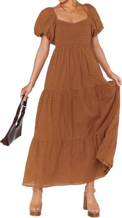 Show me your Mumu Puff Sleeves Maxi Dress In Brown