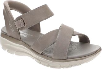 Skechers Womens Easy Going Somewhere Sunny Slip-On Sneakers, Taupe Duraleather/Gore, 5.5 UK