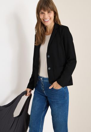 Cecil Sweatblazer CECIL, Damen, Gr. XS (36), schwarz, Web, Obermaterial: 72% Polyester, 24% Viskose, 4% Elasthan, unifarben, tailliert h&uuml;ftbedeckend, V-Auss