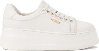 Kazar Witte leren sneakers op een dikke zool - Dames - Sneakers - Wit - 36 EU - Leer - Schoenen