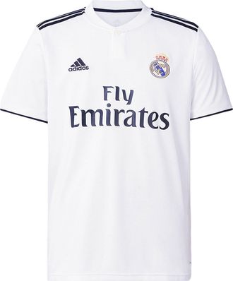 adidas real Madrid 18-19 Season Fan Edition Home Alphabet Logo Stripe Sports Soccer/Football Short Sleeve White DH3372