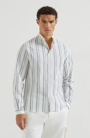 Brunello Cucinelli Mandarin collar shirt in White at Nordstrom, Size Xxx-Large Eu