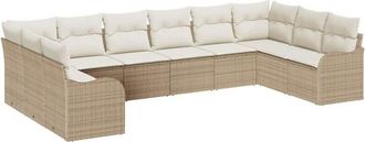 vidaXL Conjunto De Sof&aacute; De Jard&iacute;n 10 Pcs Beige, Blanco Polirat&aacute;n Vidaxl