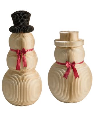 Beliani Set Di 2 Statuine Natalizie In Carta A Nido DApe Pupazzo Di Neve Beige Klaralven