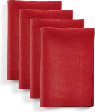 Solino Home Linen Dinner Napkins Set of 4, 20 x 20 Inch for Dining Table, Holiday and Everyday Table Decor - Diana in Cherry at Nordstrom, Size Large