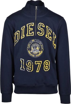 Diesel Felpa con zip - Heren - Sweatshirts - Blauw - L - Katoen - Hoodies & sweatvesten
