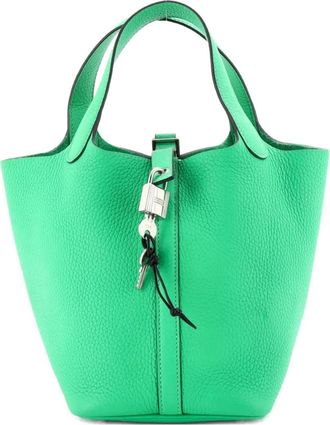 Herm&egrave;s Picotin Lock Bag Clemence PM bucket bag - Verde