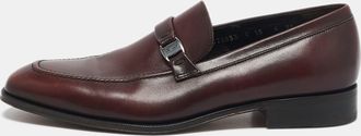 Ferragamo Burgundy Leather Slip On Loafers