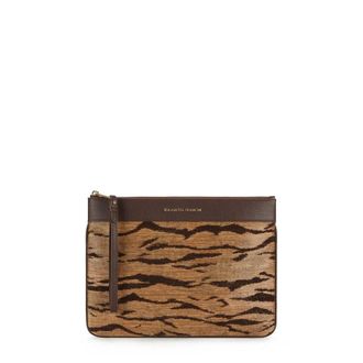 Elisabetta Franchi Clutches, female, Brown, Size: ONE SIZE Pouch with tiger print