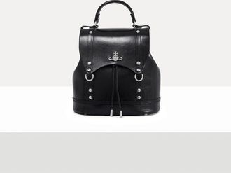 Vivienne Westwood Max Small Backpack Shiny Veget Tanned Black