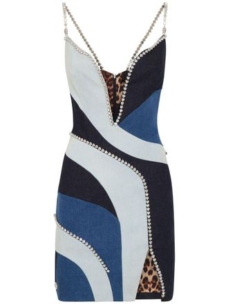 Philipp Plein denim-patchwork mini dress - women - Cotton/Elastane - S - Blue