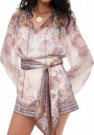 Zimmermann Luna Billow Blouse In Cream Blue Paisley