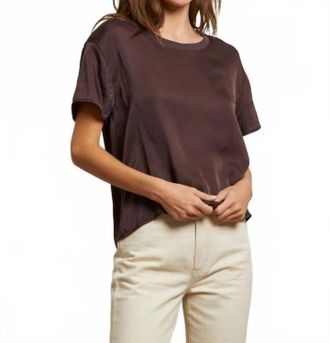 perfectwhitetee Delphine Satin Crewneck Tee In Cocoa
