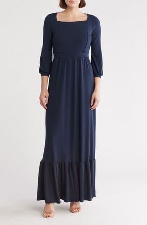 Go Couture Square Neck Maxi Dress in Navy Rib at Nordstrom Rack, Size X-Large
