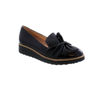 Django & Juliette Womens Oclem Leather Loafers Shoes In Black/blacksole