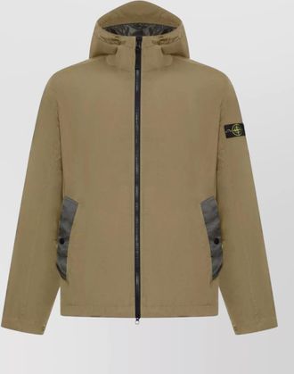 Stone Island hooded short jacket buttons long sleeves pockets