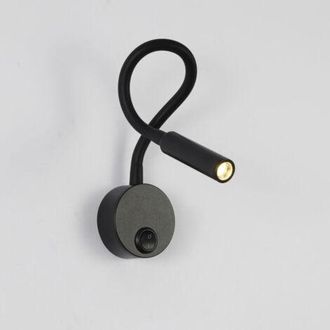 OEM L&aacute;mpara De Lectura Negra, L&aacute;mpara Led Flexible De Cuello De Cisne De 2w 3000k, L&aacute;mpara De Lectura De Pared De 85-265v Con Interruptor Para Dormitorios