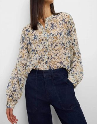 Nic+Zoe Womens Bloomsbury Chiffon Blouse In Neutral Multi