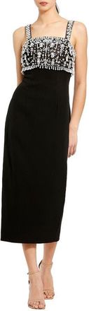 Mac Duggal Fitted Embellished Column Midi Dress in Black at Nordstrom, Size 2