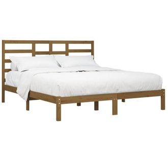 Berkfield Home Beautiful Bed Frame Honey Brown Solid Wood 200x200 cm