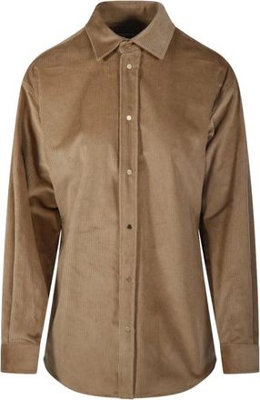 Darkpark Darkpark, Overhemden, Dames, Beige, M, Leer, Anne Corduroy Tailored Shirt