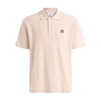 Maison Kitsun&eacute; Polo Shirts, male, Beige, Size: XS Fox Head Comfort Polo