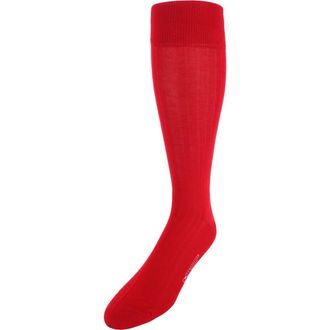 Trafalgar Store Jasper Mercerized Cotton Ribbed Mid-Calf Solid Color Socks in Red at Nordstrom