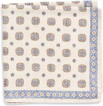 Jack Victor Ronge Silk Pocket Square in Ecru at Nordstrom