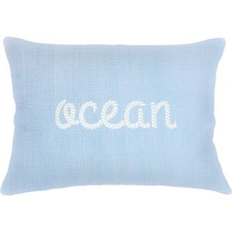Anaya with Love Ocean Knot Embroidered Linen Pillow with Down Insert in White at Nordstrom, Size 14X20