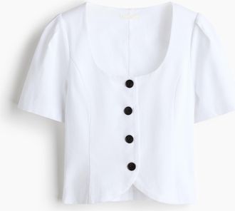 H&M Bluse mit U-Ausschnitt - Weiss