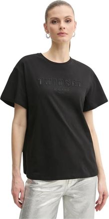 Twinset Logo T-shirt - Dames - T-shirts - Zwart - XS - Katoen - Tops
