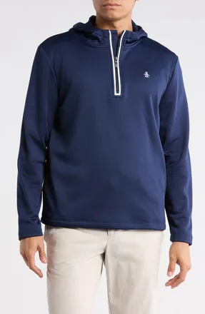 Original Penguin Long Sleeve Half-Zip Fleece Pullover Hoodie in Black Iris at Nordstrom Rack, Size Xx-Large