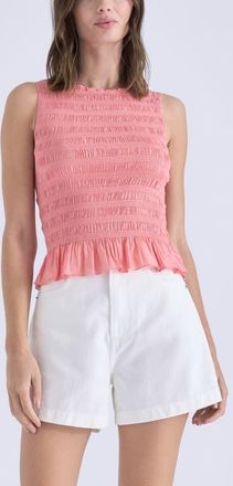 Pistola Denim Phoebe Smock Detail Sleeveless Cotton Blend Top in Coral Rose at Nordstrom, Size X-Small