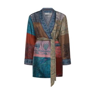 Pierre-Louis Mascia Overhemden, Dames, Veelkleurig, ONE Size, Aloe Kimono met ceintuur