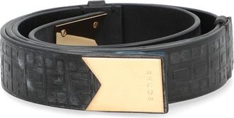Rhude Leren Riem met Goudkleurige Metalen Gesp - Heren - Riemen - Zwart - 90 CM - Leer - Accessoires