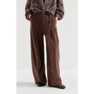 Brunello Cucinelli Stretch cotton and cashmere corduroy five-pocket baggy trousers with monili in Chocolate at Nordstrom, Size 42