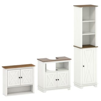 Kleankin Conjunto de ba&ntilde;o 39.5x30x160 cm blanco, marr&oacute;n