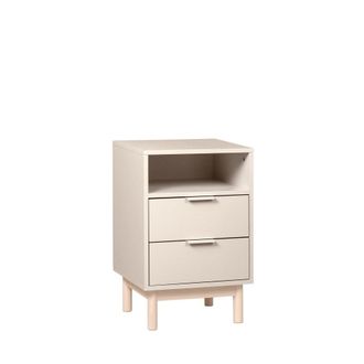 Klast Mesita de noche 2 cajones efecto madera gris perla 40 cm x 63 cm