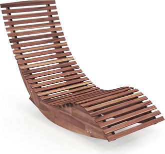 Costway Costway - Tumbona Mecedora De Acacia, Tumbonas Jardin Exterior Con Asiento De Listones Ensanchados Y Respaldo Alto, Silla Mecedora Jardin Terraza Exte