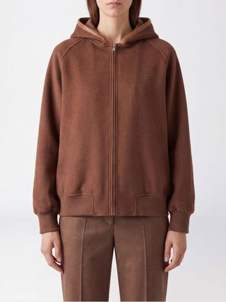 Semicouture Felpa relaxed fit in pura lana con cappuccio, zip e spalle scese