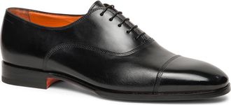 Santoni Lace-Up Cap Toe Oxford in Black at Nordstrom, Size 10.5