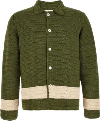 Bode Marsh Crochet Lange Mouwen Shirt - Heren - Vesten - Groen - XL - Katoen - Truien & Vesten