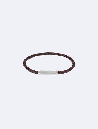 Calvin Klein Mens Thin Braided Leather Bracelet - Brown - OS