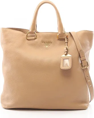 Prada Beige Leather Handbag Tote Bag (Pre-Owned)