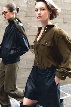 H&M Viscose Shirt in Dark Khaki Green at Nordstrom, Size X-Small