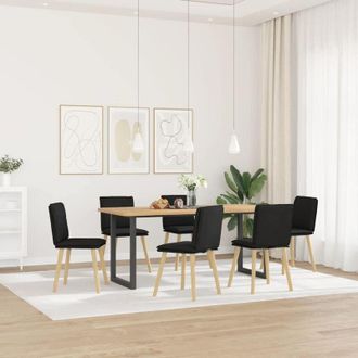 vidaXL Vidaxl - Sillas De Comedor Giratorias 6 Unidades Tela Negras