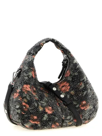 Ganni Beaded Floral Mini Bag - Black