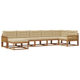 vidaXL Conjunto De Sof&aacute;s De Exterior Con Coj&iacute;n 7 Pcs Natural Y Beige Vidaxl