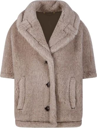 Max Mara button short-sleeve cape - women - Artificial Fur - S/M - Neutrals